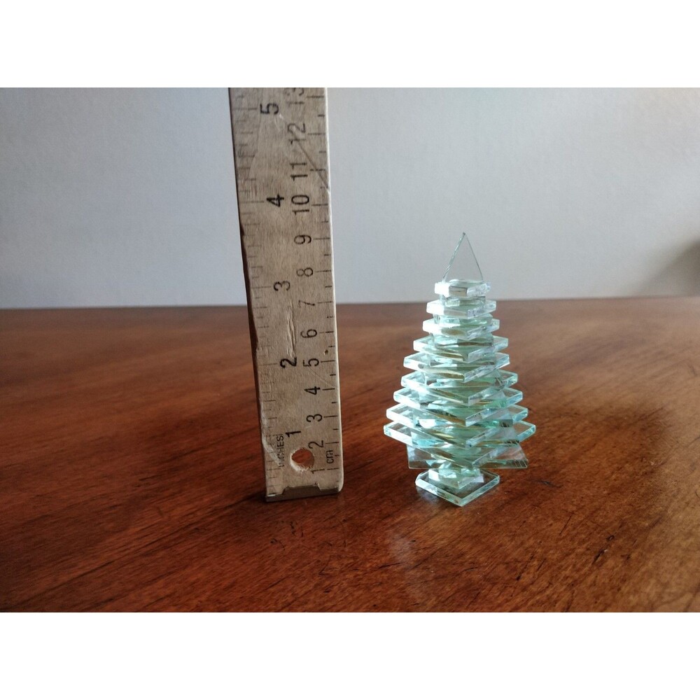 Vintage Stacked Layered Art Glass Pine Christmas Trees Abstract Sculpture ~4.5" - Picture 10 of 11